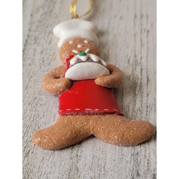 Gingerbread Glitter Chef cake baker ornament Xmas decor - Picture 3 of 4